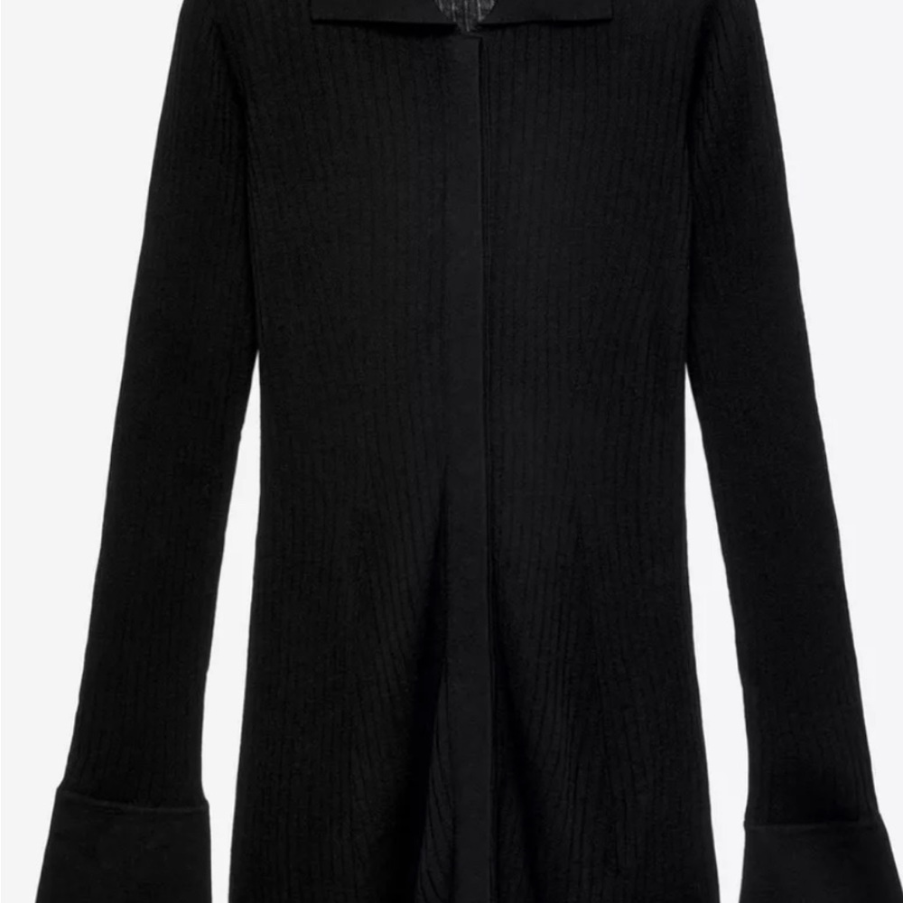 Black Ribbed Long Sleeve silk dress by brand designer Ludovic De Saint Sernin XL